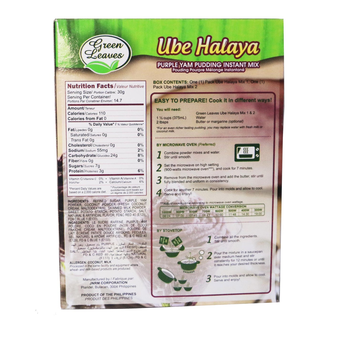 Green Leaves Purple Yam and Coconut Instant Dessert- Ube Halaya Pudding Instant Mix 380g